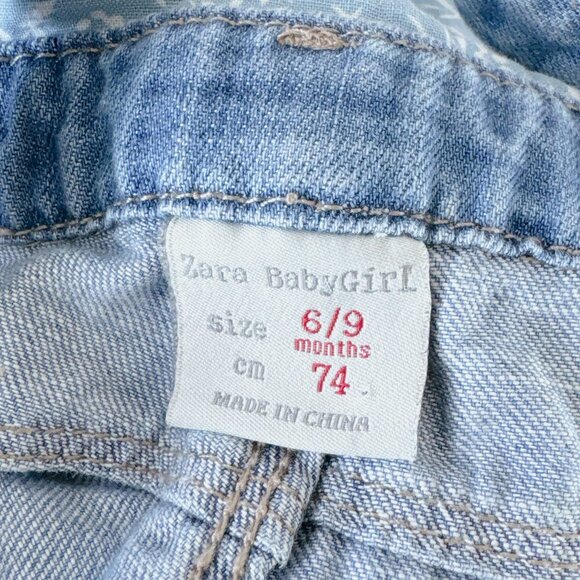 Zara distressed overalls 6-9m baby girl medium wash jeans - Picture 16 of 16